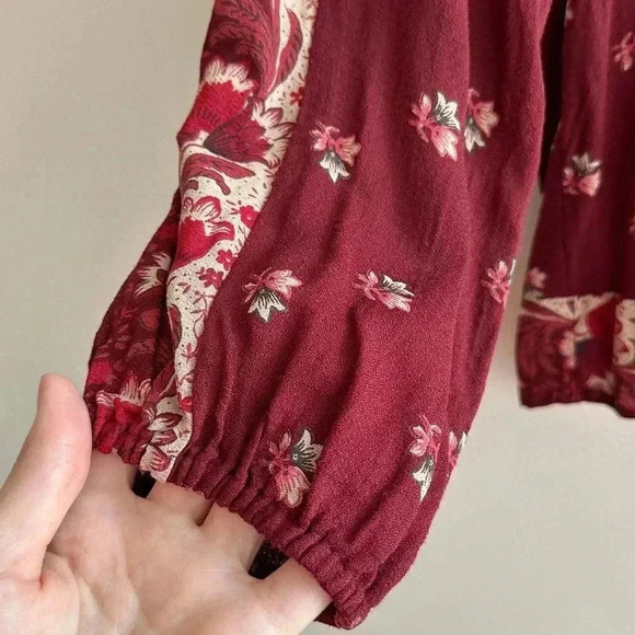 Lucky Brand Rust Bohemian Floral Peasant Blouse, Size Small - Picture 8 of 16